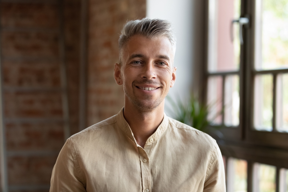 Handsome,30s,Businessman,Or,Employee,,Head,Shot.,Blond,Stylish,Guy